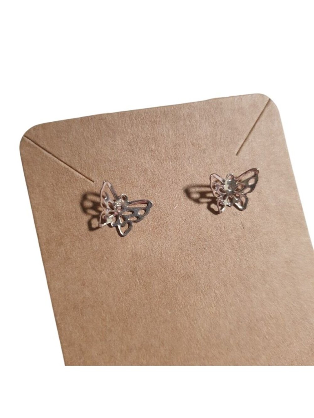 Butterfly Stud Earrings Silver Plated Cutout Design Dainty Lightweight Pierced